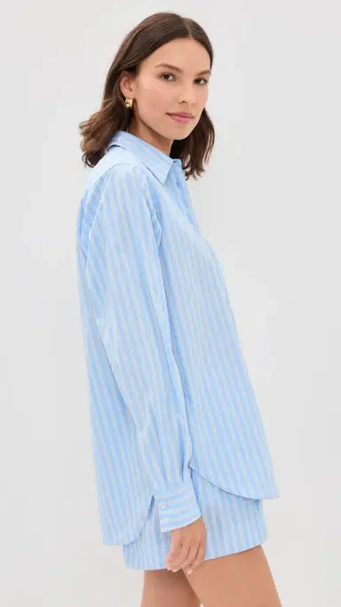 Hunza G Cotton Stripe Coverup Shirt Cornflower | Thumbnail 4 Hunza G Cotton Stripe Coverup Shirt Cornflower | Thumbnail 4
