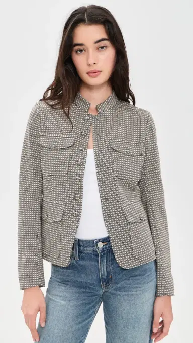 rag & bone Mercer Ponte Blazer Black Plaid 0 | Thumbnail 2