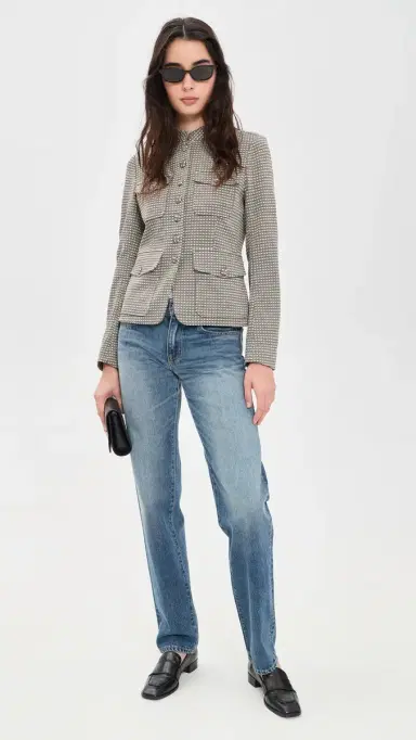 rag & bone Mercer Ponte Blazer Black Plaid 0 | Thumbnail 5