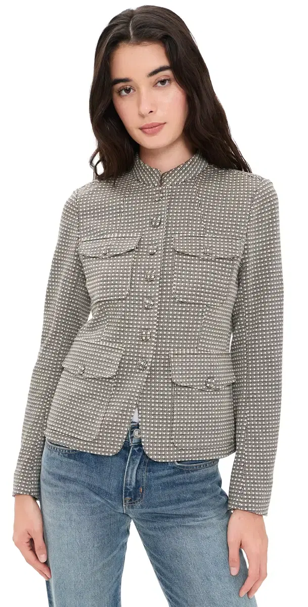 rag & bone Mercer Ponte Blazer Black Plaid