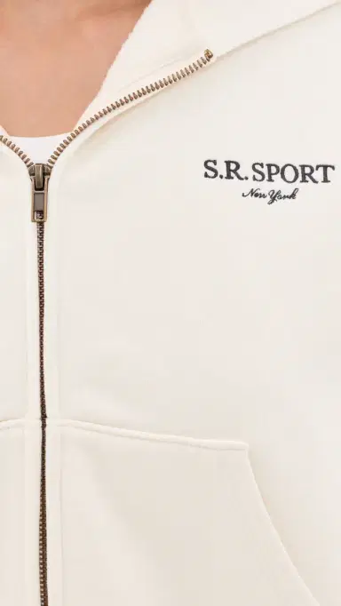 Sporty & Rich R Sport Embroidered Zip Hoodie Ecru Cioco | Thumbnail 6 Sporty & Rich R Sport Embroidered Zip Hoodie Ecru Cioco | Thumbnail 6