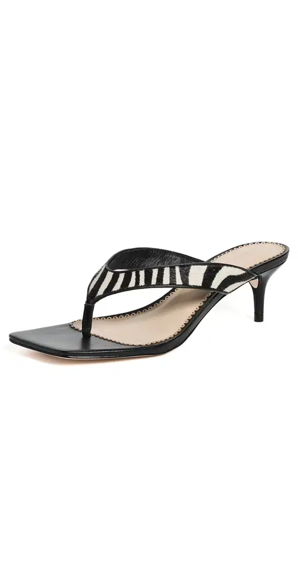 Cinq à Sept Frankie Zebra Haircalf Kitten Heel Sandals Black/