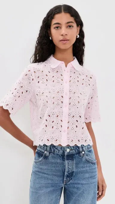 Frame The Paisley Eyelet Top Bubble Gum L | Thumbnail 2 Frame The Paisley Eyelet Top Bubble Gum L | Thumbnail 2