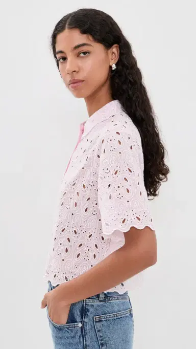 Frame The Paisley Eyelet Top Bubble Gum L | Thumbnail 4 Frame The Paisley Eyelet Top Bubble Gum L | Thumbnail 4