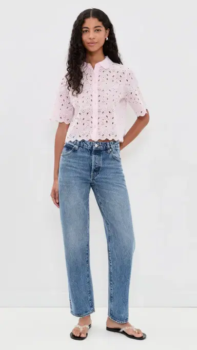 Frame The Paisley Eyelet Top Bubble Gum L | Thumbnail 5 Frame The Paisley Eyelet Top Bubble Gum L | Thumbnail 5