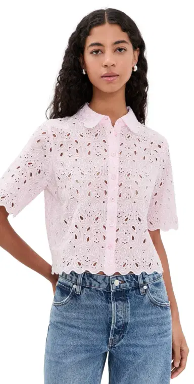 Frame The Paisley Eyelet Top Bubble Gum L | Thumbnail 1 Frame The Paisley Eyelet Top Bubble Gum L | Thumbnail 1