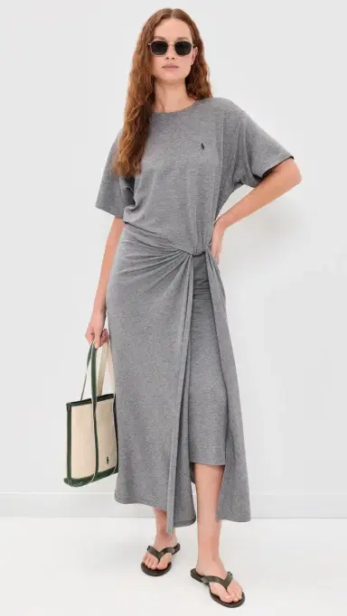Polo Ralph Lauren Knit T-Shirt Dress Cobblestone Heather M | Thumbnail 5
