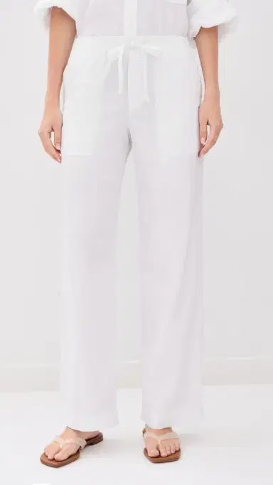 James Perse Cotton Linen Stretch Poplin Pants White 2 | Thumbnail 2