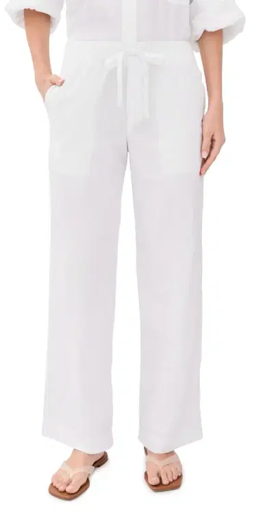 James Perse Cotton Linen Stretch Poplin Pants White 2 | Thumbnail 1
