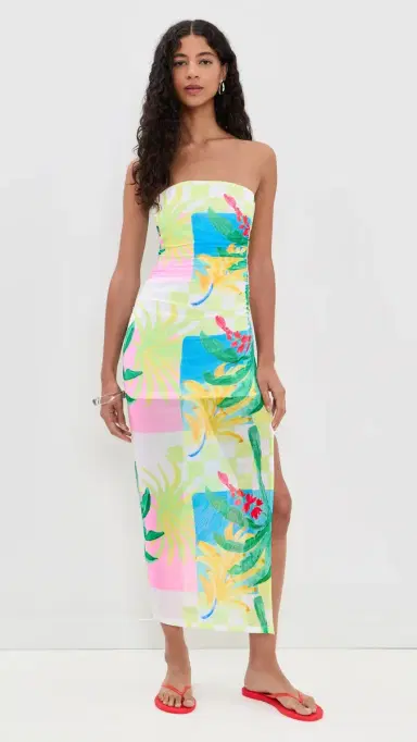 MINKPINK Palmira Mesh Dress Vacation Palms | Thumbnail 2