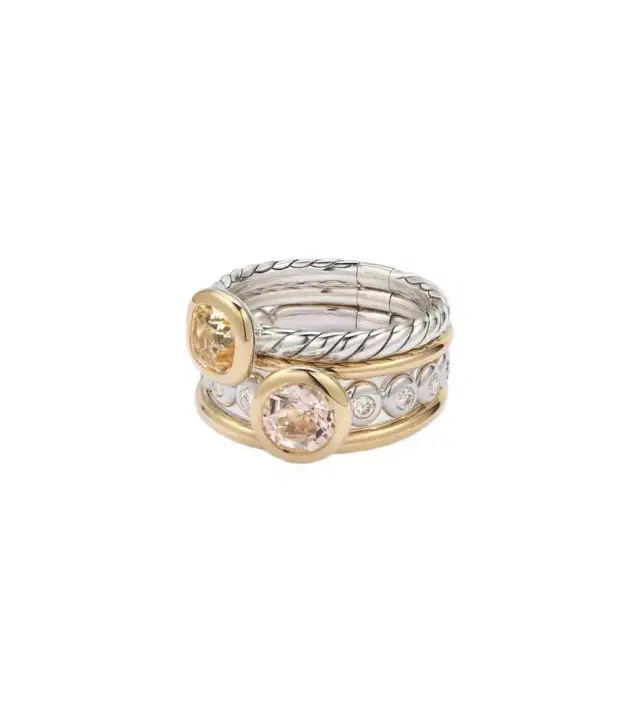 David Yurman DY Mercer 18kt gold and sterling silver ring with gemstones