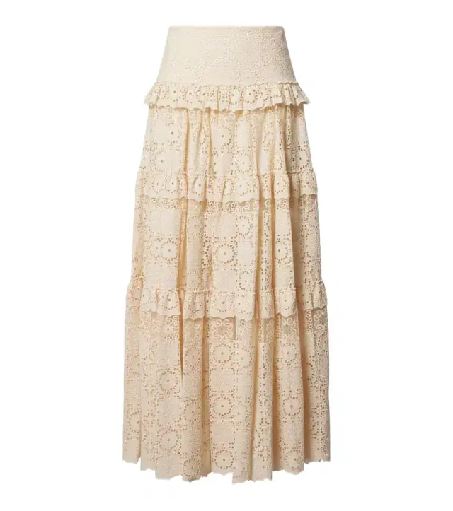 Elie Saab Guipure lace cotton and silk-blend maxi skirt