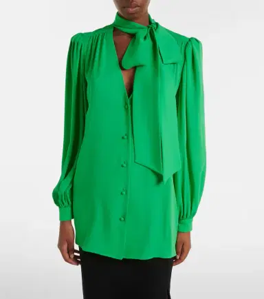 Valentino Tie-neck silk georgette blouse | Thumbnail 2 Valentino Tie-neck silk georgette blouse | Thumbnail 2