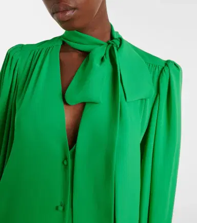Valentino Tie-neck silk georgette blouse | Thumbnail 5 Valentino Tie-neck silk georgette blouse | Thumbnail 5