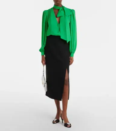 Valentino Tie-neck silk georgette blouse | Thumbnail 6 Valentino Tie-neck silk georgette blouse | Thumbnail 6