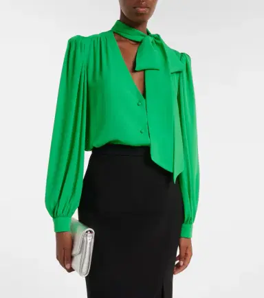 Valentino Tie-neck silk georgette blouse | Thumbnail 7 Valentino Tie-neck silk georgette blouse | Thumbnail 7