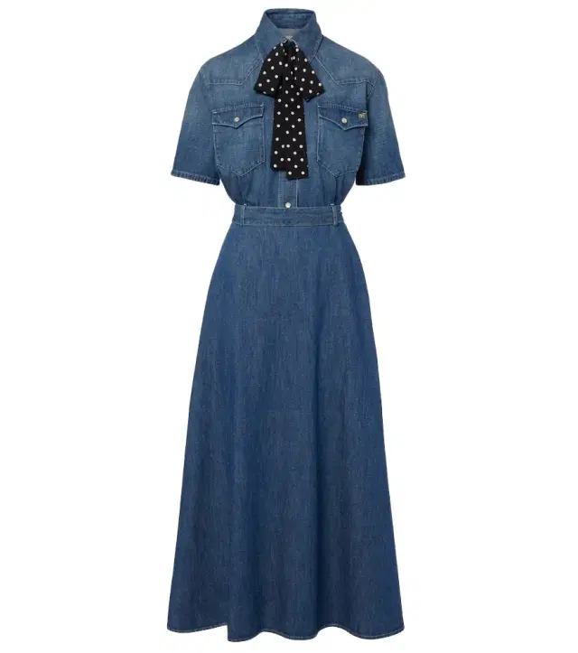 Valentino Belted denim polo dress