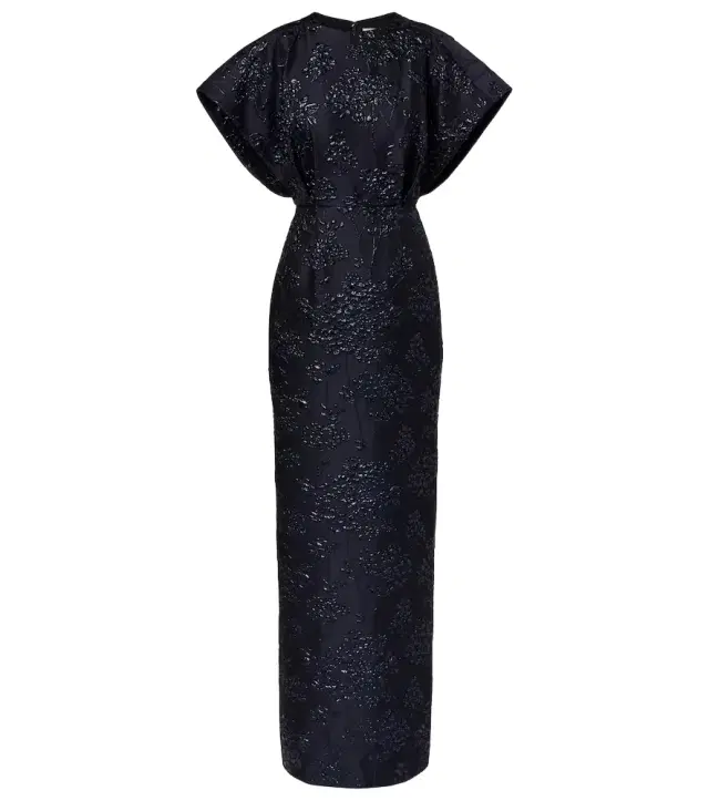 Fan floral jacquard gown