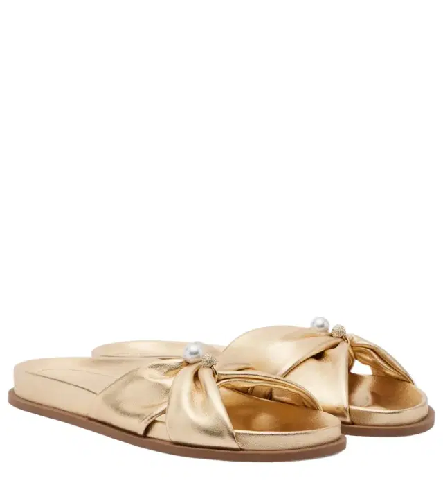 Jimmy Choo Rafi embellished metallic leather sandals