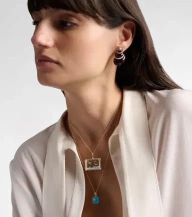 Yvonne Léon Yvonne Léon L'Acquarium 9kt gold pendant necklace with gemstones | Thumbnail 3