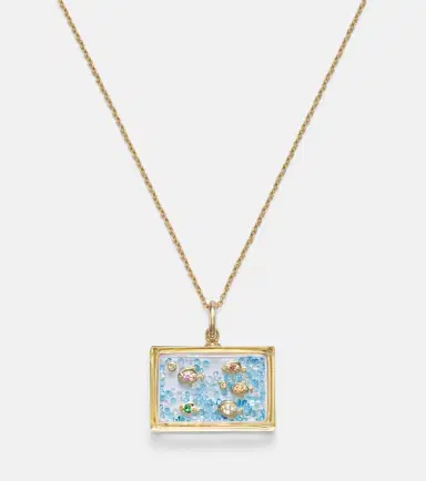Yvonne Léon Yvonne Léon L'Acquarium 9kt gold pendant necklace with gemstones | Thumbnail 5