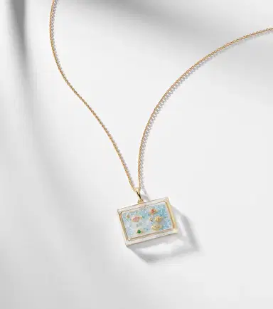 Yvonne Léon Yvonne Léon L'Acquarium 9kt gold pendant necklace with gemstones | Thumbnail 6