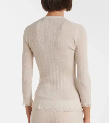 Gucci Lace-trimmed wool cardigan | Thumbnail 3