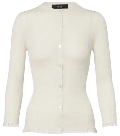 Gucci Lace-trimmed wool cardigan | Thumbnail 1
