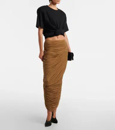 Magda Butrym Draped ruched jersey midi skirt | Thumbnail 2