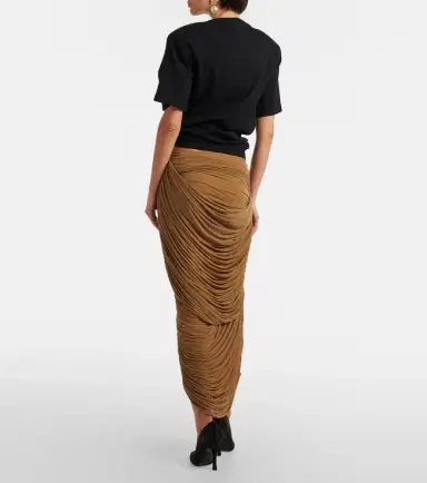 Magda Butrym Draped ruched jersey midi skirt | Thumbnail 4