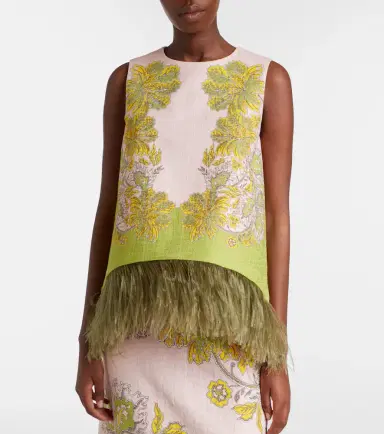 La DoubleJ La Scala feather-trimmed cotton top | Thumbnail 2 La DoubleJ La Scala feather-trimmed cotton top | Thumbnail 2