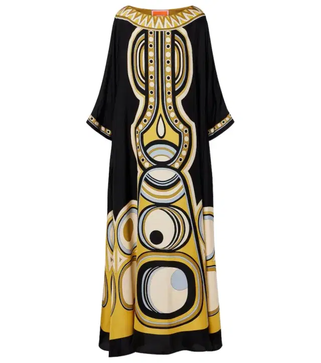 Muumuu printed silk twill maxi dress