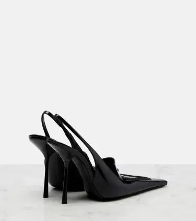 Saint Laurent Voltaire glazed leather slingback pumps | Thumbnail 3