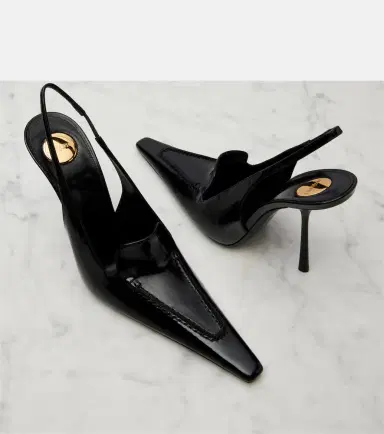 Saint Laurent Voltaire glazed leather slingback pumps | Thumbnail 4