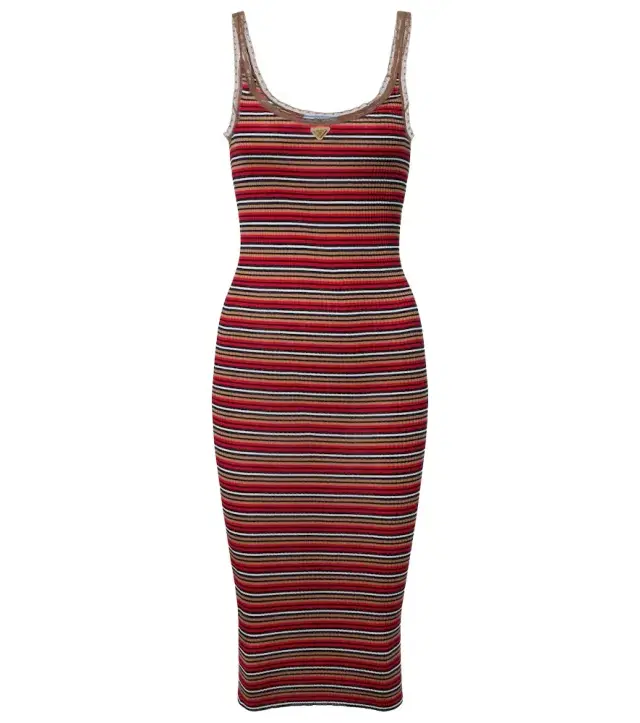 Logo ribbed-knit cotton midi dress