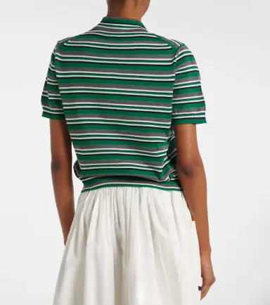 Prada Striped cotton and silk polo shirt | Thumbnail 3 Prada Striped cotton and silk polo shirt | Thumbnail 3