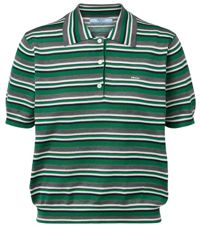 Striped cotton and silk polo shirt