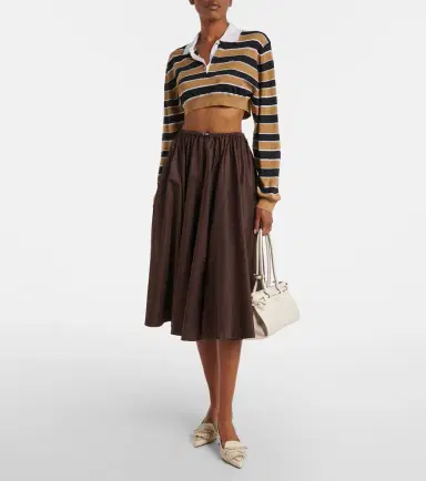 Prada Striped cropped silk polo shirt | Thumbnail 2 Prada Striped cropped silk polo shirt | Thumbnail 2