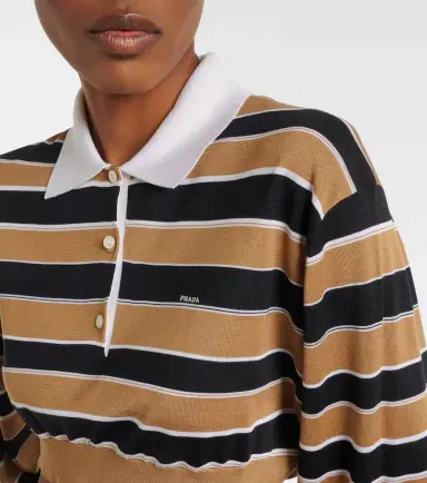 Prada Striped cropped silk polo shirt | Thumbnail 5 Prada Striped cropped silk polo shirt | Thumbnail 5