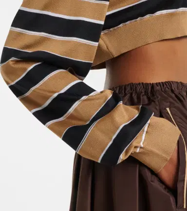 Prada Striped cropped silk polo shirt | Thumbnail 6 Prada Striped cropped silk polo shirt | Thumbnail 6