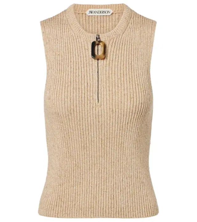 JW Anderson Ribbed-knit cotton-blend tank top