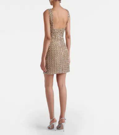 La Fuori Là Fuori Gilded crystal-embellished minidress | Thumbnail 4