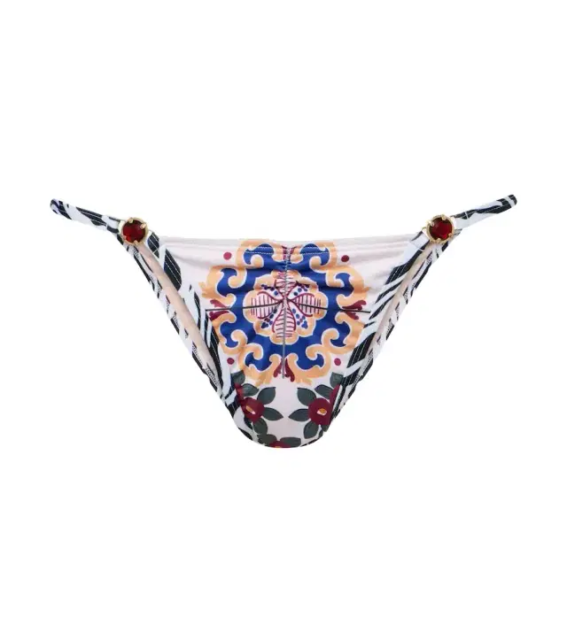 Pracy embellished printed bikini bottoms