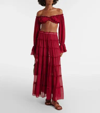 Bananhot Elma tiered semi-sheer maxi skirt | Thumbnail 2