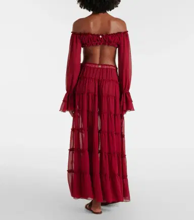 Bananhot Elma tiered semi-sheer maxi skirt | Thumbnail 4
