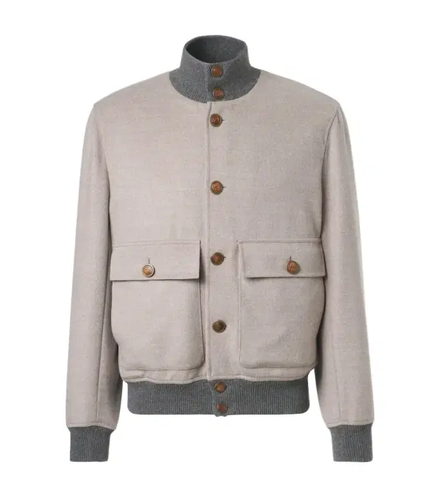 Brunello Cucinelli Cashmere-trimmed wool bomber jacket
