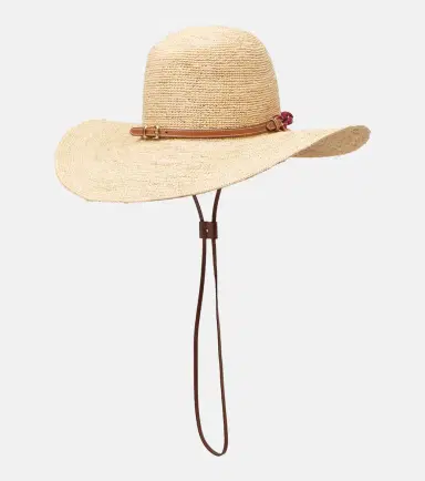 Miu Miu Leather-trimmed raffia sun hat | Thumbnail 2