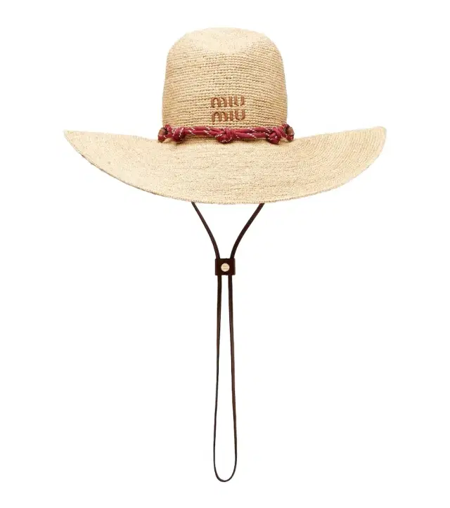 Leather-trimmed raffia sun hat