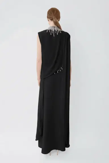 LAPOINTE Georgette Draped Scarf Top With Embroidery | Thumbnail 2 LAPOINTE Georgette Draped Scarf Top With Embroidery | Thumbnail 2
