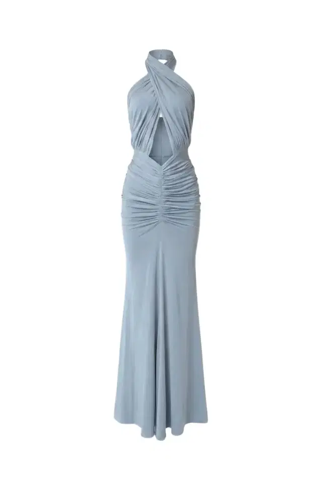 LAPOINTE Jersey Sleeveless Halter Ruched Gown
